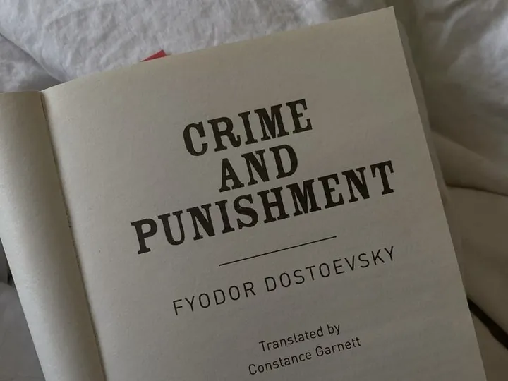 Open copy of Crime and Punishment by Fyodor Dostoevsky